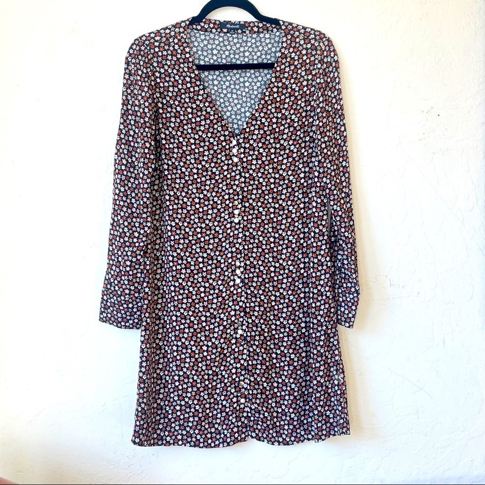 Madewell floral print long sleeve boho smock dress xs